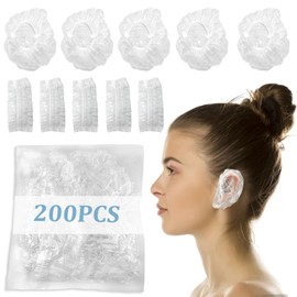 200 PCS Disposable Clear Ear Covers for Shower Protectors Waterproof Ear Covers for Hair Dye Bathing, Plastic Thickening Ear Shower Caps