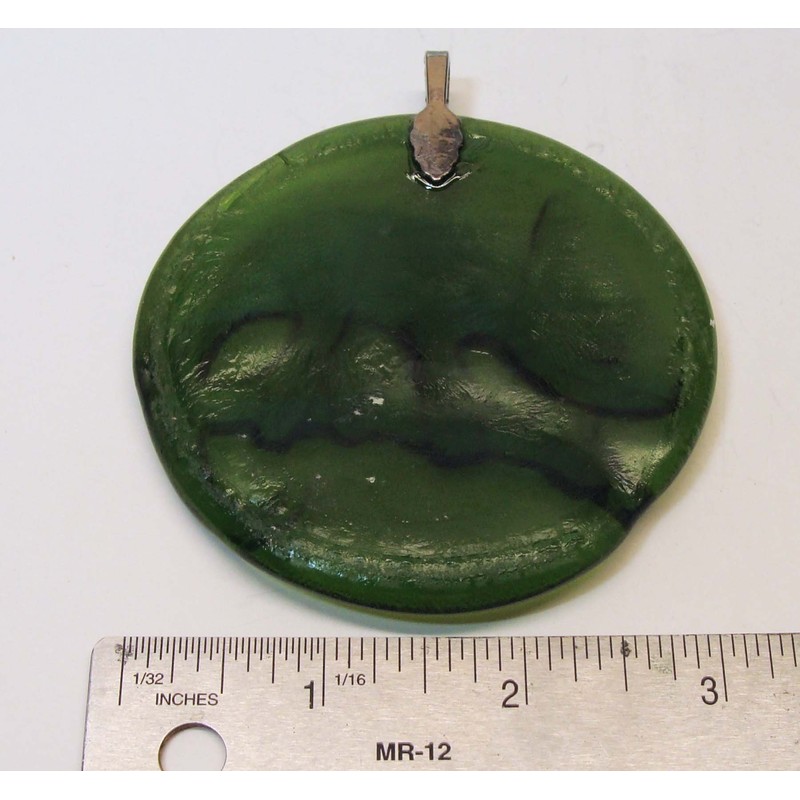 Moss Green Chameleon Handmade Recycled Wine Bottle Bottom Sun Catcher