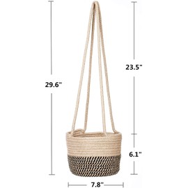 Hanging Planter Basket Jute Rope Woven Plant Hangers Indoor Hanging Plant Holder Up to 7" Pot Macrame Modern Storage Organizer Home Decor (Jute)