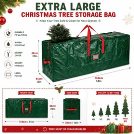 Hillylolly Christmas Tree Bag, Green Storage Bag for Christmas Tree, Waterproof Christmas Tree Cover, Christmas Tree Storage Bag, Rectangular, 138 x 32 x 66 cm
