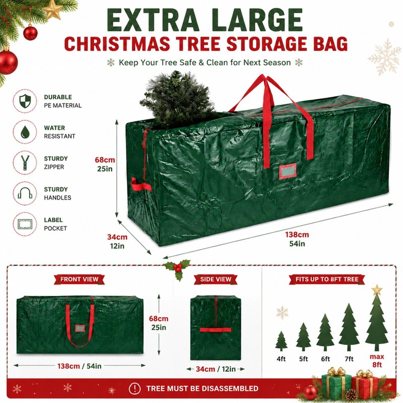 Hillylolly Christmas Tree Bag, Green Storage Bag for Christmas Tree,