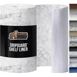 GORILLA GRIP DripGuard Drawer and Shelf Liner for Cabinet, Slip Resistant Non Adhesive Protection for Kitchen, BPA Free Smooth Surface Plastic Liners for Cabinets, Bathroom Drawers, 12x120 Inch Marble