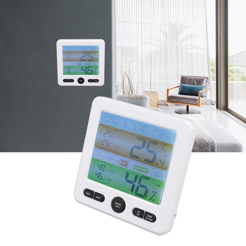 Indoor Thermometer Digital Color Screen Alarm Temperature Humidity Monitor Bedside