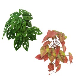 2 Pieces Reptile Vines,Reptile Fake Plants,Bearded Dragon Tank Accessories Hanging Plant Realistic Artificial Plant for Aquariums Reptile Terrarium Decor (Green Red)