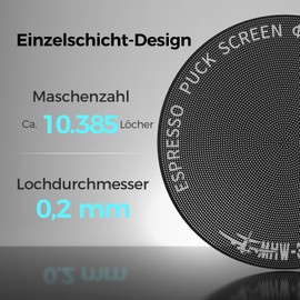 MHW-3BOMBER Puck Screen 51 mm - 0.2 mm Ultra Fine Titanium Coated Espresso Strainer, Reusable Metal Filter for 51 mm Portafilters, Espresso Accessories for Baristas, Model: FG5642-OS