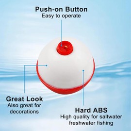 Fishing Floats Bobbers Snap-On Round Buoy Float 10Pcs-30Pcs Hard ABS Push Button Fishing Bobber 6 Sizes 0.5Inch-2Inch Fishing Tackle