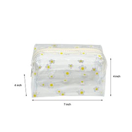 ZMZZ Cute makeup bag, transparent portable makeup bag, waterproof toiletries storage bag, large capacity pen bag (Daisy)