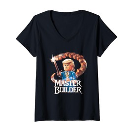 Womens Funny Trump Master Builder Building Blocks Gift V-Neck T-Shirt