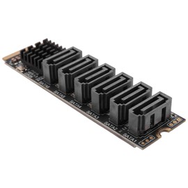 DHYAWUER M.2 MKEY PCI-E Riser Card M.2 NVME to SATA3.0 PCIE to SATA 6Gpbsx6-Port Expansion Card ASM1166
