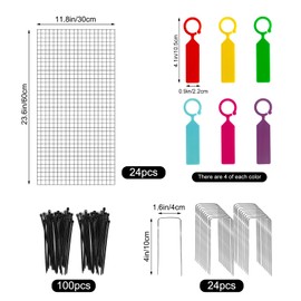 8 Pack 24'' x 12'' Large Wire Plant Protector from Animals, Metal Plant Wire Cage Chicken Wire Cloche with Ground Stakes , Labels and Nylon Tie to Keep Animals Out, Garden Protection Bunny Barricade