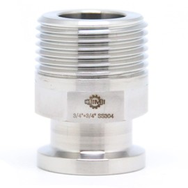 QiiMii 3/4" Tri Clamp Adapter to 3/4" MNPT Thread Ferrule Hexagonal Sanitary Pipe Fitting