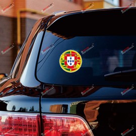 Portugal Portuguese Flag Seal Vinyl Decal Sticker - 4 Pack Reflective, 2 Inches, 3 Inches, 4 Inches, 6 Inches - Roundel Style A for Car Boat Laptop Cup Phone