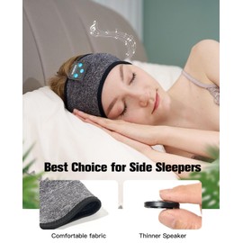 Voerou Sleep Headphones Wireless Bluetooth Headband, Sweat Resistant Sports Headband with Ultra-thin Stereo Speakers for Side Sleepers Sleeping Workout Yoga Running Meditation Unique Gifts Cool Gadget