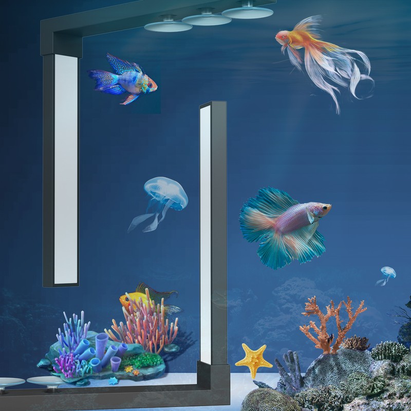 ABS Small Fish Bowl LED Light Desktop Aquarium Algae Aquatic