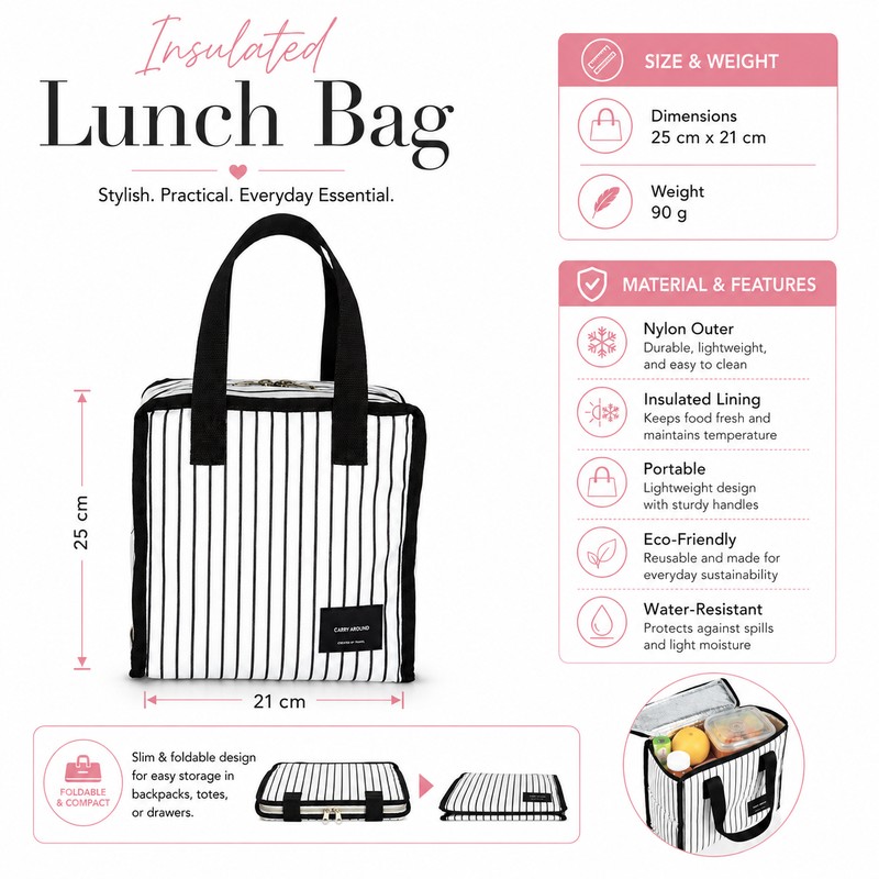 Insulated Lunch Bag for Work & Picnics – Portable Water-Resistant