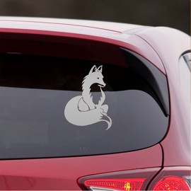 NBFU Young Sitting Fox Animal 1 (Metallic Silver) (Set Of 2) Premium Waterproof Vinyl Decal Stickers For Laptop Phone Accessory Helmet Car Window Bumper Mug Tuber Cup Door Wall Decoration