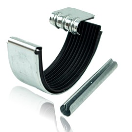 Zinc gutter connector for 33 gutter including bead connector and snap closure with EPDM seal for a secure sealing gutter connection