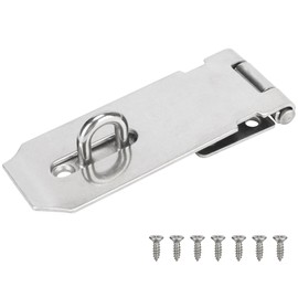 KIMIWISE Stainless Steel Hasp Latch, Heavy Duty Hardware Padlock Latch Can be Used on Gates, Bedroom Doors, Cabinets, Sheds, 4 Inch Safety Door Hasp Latch Lock Comes with Screws, Silver, 1 Pack