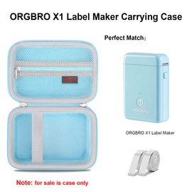 Elonbo Carrying Case for ORGBRO X1 Label Maker Machine, Portable Bluetooth Label Printer Storage Holder, Wireless Built-in Cutter Small Label Makers Handheld Sticker Maker Travel Bag, Blue