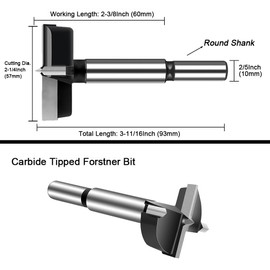 ASNOMY 2-1/4 Inch Forstner Drill Bit, Carbide Tipped Forstner Bit for Hard Wood, Wood Drilling Hole Saw Set Woodworking Hinge Cutter Tool Kits for Wood Plastic Plywood