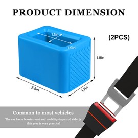 FSTURIOS 2PCS Seat Belt Buckle Holder, Silicone Seatbelt Buckle Booster to Makes Receptacle Stand for Easy Access, Non Slip Car Safetybelt Fixer Accessories for Kids & Adults (Blue)
