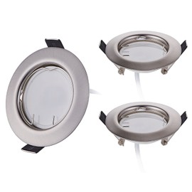 HCFEI 3 x LED Recessed Spotlight Set, Super Flat, 3 W, Brushed Stainless Steel, 230 V, Dimmable, 55 mm Installation Hole, 120° Beam Angle (Warm White 3000 K)