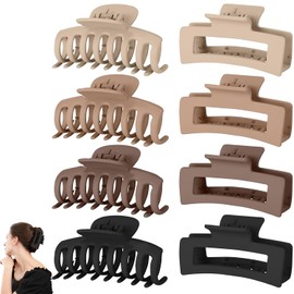 8 Pinzas Grandes para Cabello,Pinzas para Cabello Mate con Resorte Fuerte,Clásicas Antideslizantes,Adecuadas para Limpieza Facial,Cuidado de Piel,Maquillaje,Baño,Cocina,Ejercicio o Citas