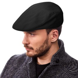 TUONYIS Black Flat Cap,Men's Flat Caps,Painter's Newsboy Hat,Adjustable Newsboy Beret Hat, Brushed Cotton Flat Cap,Baker Boy Cap for Men Out Walking Golfing Travelling Shopping(Black)
