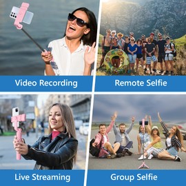 Trípode para selfie, trípode retráctil para teléfono de 40 pulgadas con control remoto inalámbrico y luz, trípode portátil para selfie para fotografía, grabación de video, compatible con todos los