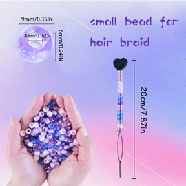 1606pcs Hair Beads Kit for Hair Braids for Girls Including 600pcs 9x6mm Pony Beads,1000pcs Elastic Rubber Bands, and 6pcs Quick Beaders