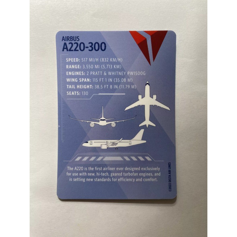 Delta Air Lines Pilot Trading Cards Airbus A220