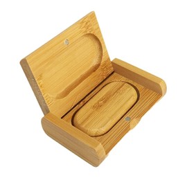 Solid Wood USB Flash Drive for Photo Album Engagement Love Heart Wedding Data Storage (Bamboo, 32GB 3.0)