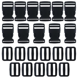 JRSHIRLEYLTD Pack of 11 Buckles for 25 mm Wide Webbings, Plastic Adjustable Clip Fastener for Buckle Strap, Lap Strap, Replacement Buckle, Backpack Straps, black, 2.5cm