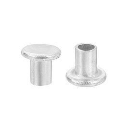 uxcell 50Pcs Semi Tubular Rivets, 4mm x 6mm Aluminum Round Flat Head Semi-Tubular Rivet Metal Stud Rivet for Industry Household Repairing Fastening, Silver