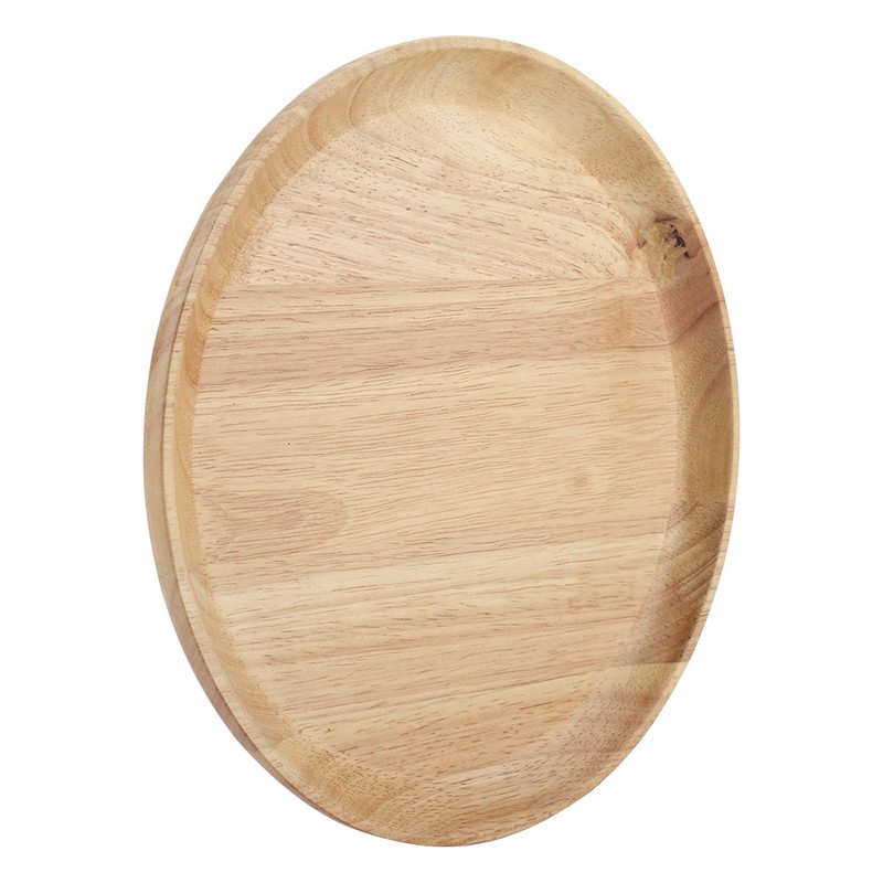 Round Wood Tea Tray Sushi Snacks Fruits Serving Plate Dish