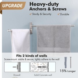 KES 19.5-Inch Bathroom Towel Rack, Swivel Towel Rack 2-Arm, Swing Out Double Towel Bar Wall Mounted, SUS304 Stainless Steel Brushed Finish, A2103S2L50-2