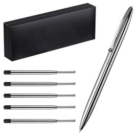 Kazeori Ballpoint Pen Signet Stainless Steel CT 0.5mm Medium Point Oil-Based Rolling Core Puller Gift Boxed Business Signature with 5 Rotatable Nib