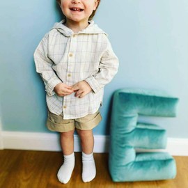 MOMAID Velvet Letter Shaped Pillow Soft Initial Throw Cushion Decorative Alphabet Room Decor(Green, Letter E)