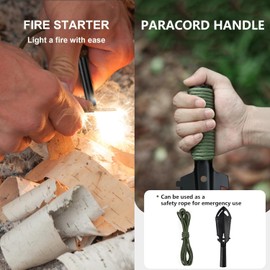 SISKEYCOOC Backpacking Trowel,9 in 1 Multi-Function Camping Shovel with Flint Fire Starter,Trowel Backpacking,Camping Trowel,Ultralight Backpacking Shovel,Hiking Trowel Suitable for Outdoor/Camping