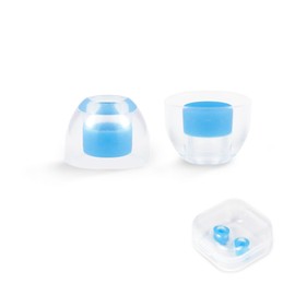 OKCSC 2 Pieces Soft Liquid Silicone Replacement Eartips,Breathable Eartips,Replacement Accessories with Box for Sleep,Study,Travel,Work,Daily Commute,Office,Bowl Type(1 Pairs/L/Blue/No Earphone)