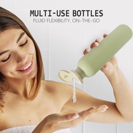 SCREAMFOX - Botellas exprimidas de 8.8 onzas con tapa abatible para cremas, loción, champú, acondicionador, a prueba de fugas, reutilizables, botellas de viaje