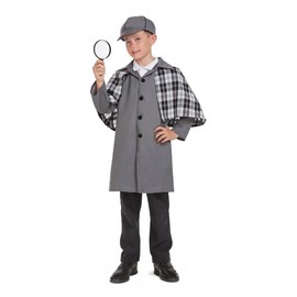 My Illusions Boys Sherlock Costume + Magnifying Glass Kids Victorian Detective Book Day Fancy Dress Outfit (Large 10-12 Years)