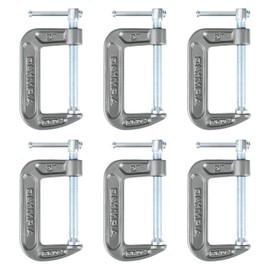 Olympia Tools Heavy Duty Cast Iron C-Clamps with 2-Inch Jaw Opening and 1-Inch Throat, 6 Pack