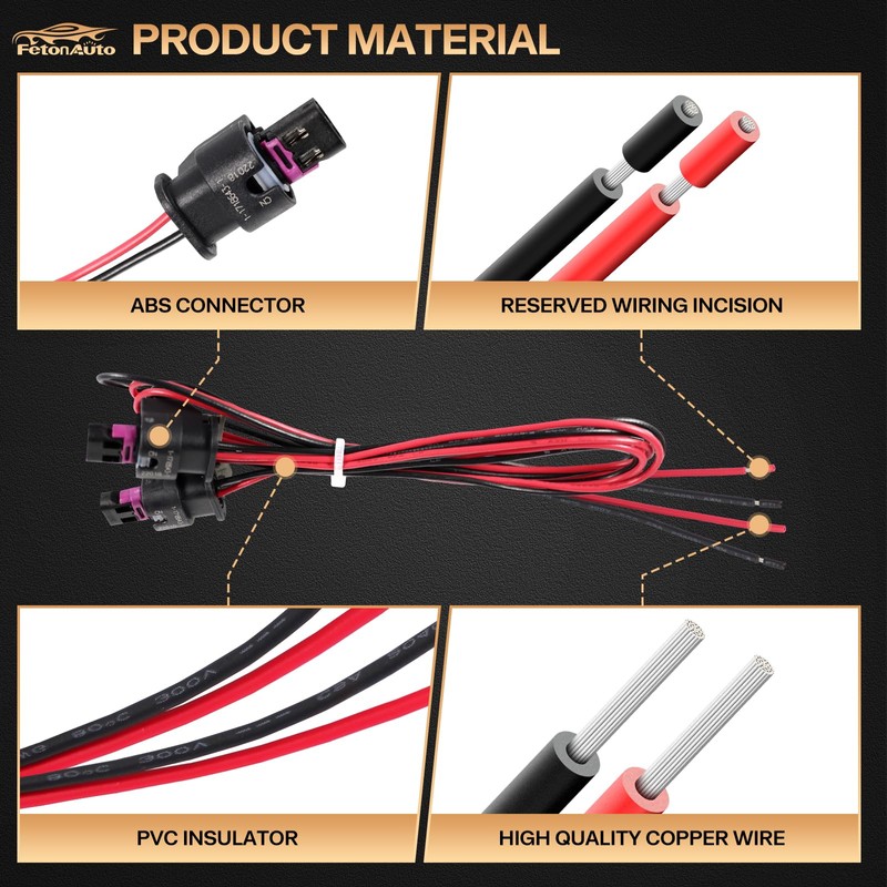 FetonAuto 2PCS Side Marker Light Plug Connector Pigtail Wire Harness