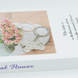 Moydolo Silver Motorcycle Keyring Pendant Metal Moto Key Chains Charm Keychian for Motorcycle Fans, silver