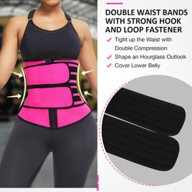 FeelinGirl Womens' Waist Trainer Tummy Control Waist Cincher Slim Body Shaper Sport Girdle Hourglass Zipper Corset S Rose Red