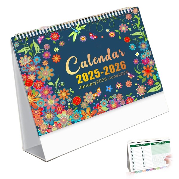 Calendario 2025-2026, enero 2025 - junio 2026 Calendario abatible portátil