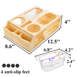 Tebery Couch Cup Caddy, Handy Sofa Cup Holder with with 8 Compartments, Anti-Spill Bamboo Bedside Snack Box, Remote Organizer Tray for Sofa, Bed, Car, RV, Beverage Drinks