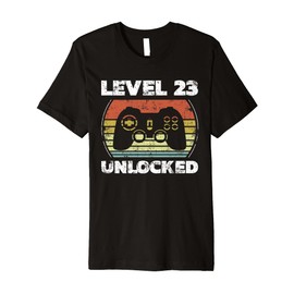 Level 23 Unlocked Funny Video Gamer 23rd Birthday Premium T-Shirt