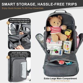 MIRACOL Dad Diaper Bag Military - Tactical Baby Backpack with Changing Pad for Outdoor Baby Care - Water-Resistant Fabric & MOLLE System Ideal for Travel Hiking Parks Grey